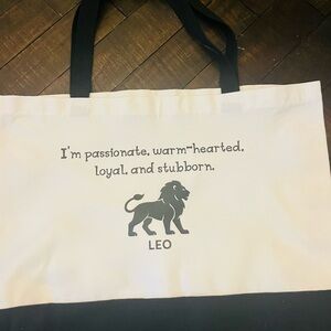 Leo Zodiac Tote Bag with Black Handles